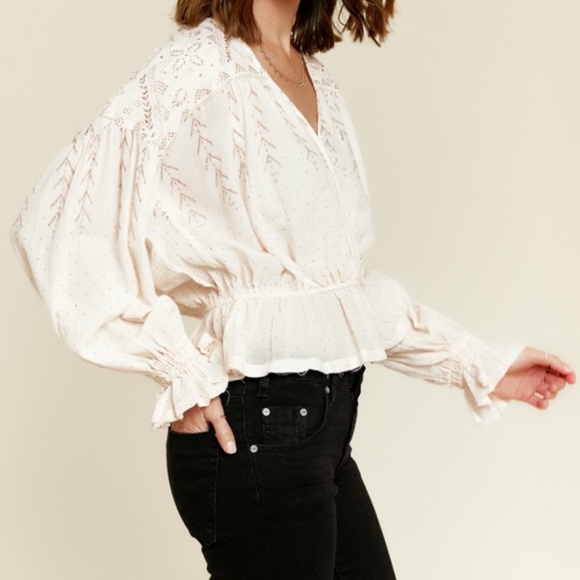 Free People Tops - NWT Free People Counting Stars Cream Blouse M